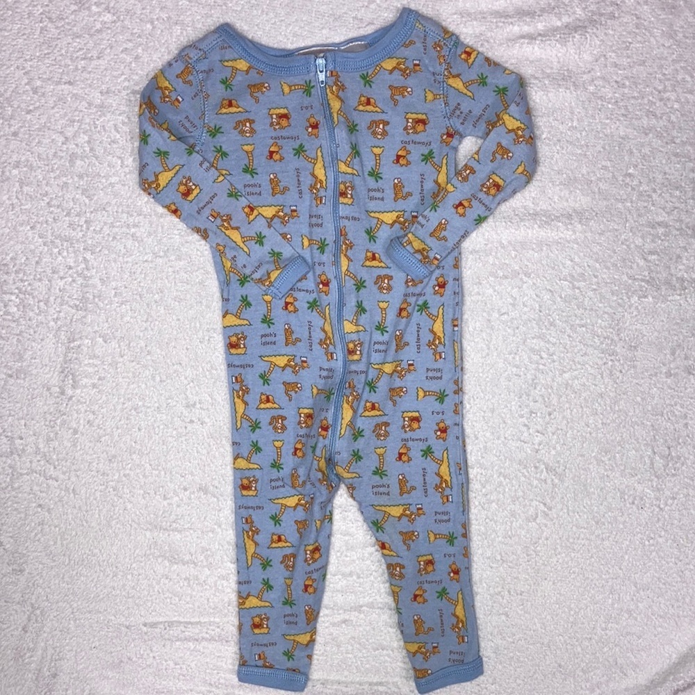 Disney store light blue cotton footless zip sleeper poohs island tigger
